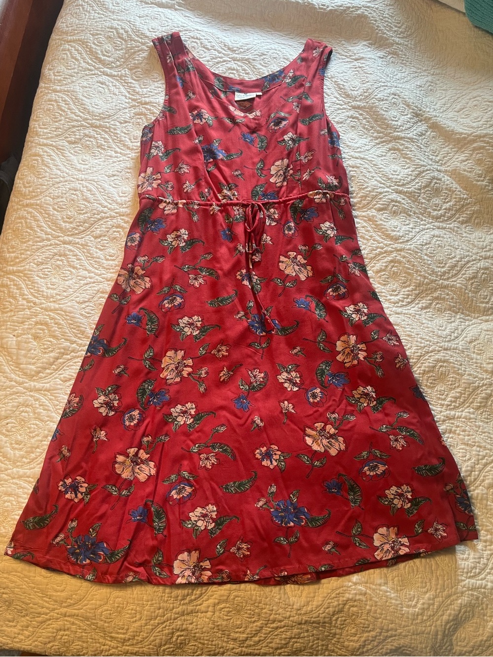 NWOT- Alchemy Red Floral Print Tie-Waist Sleeveless Dress